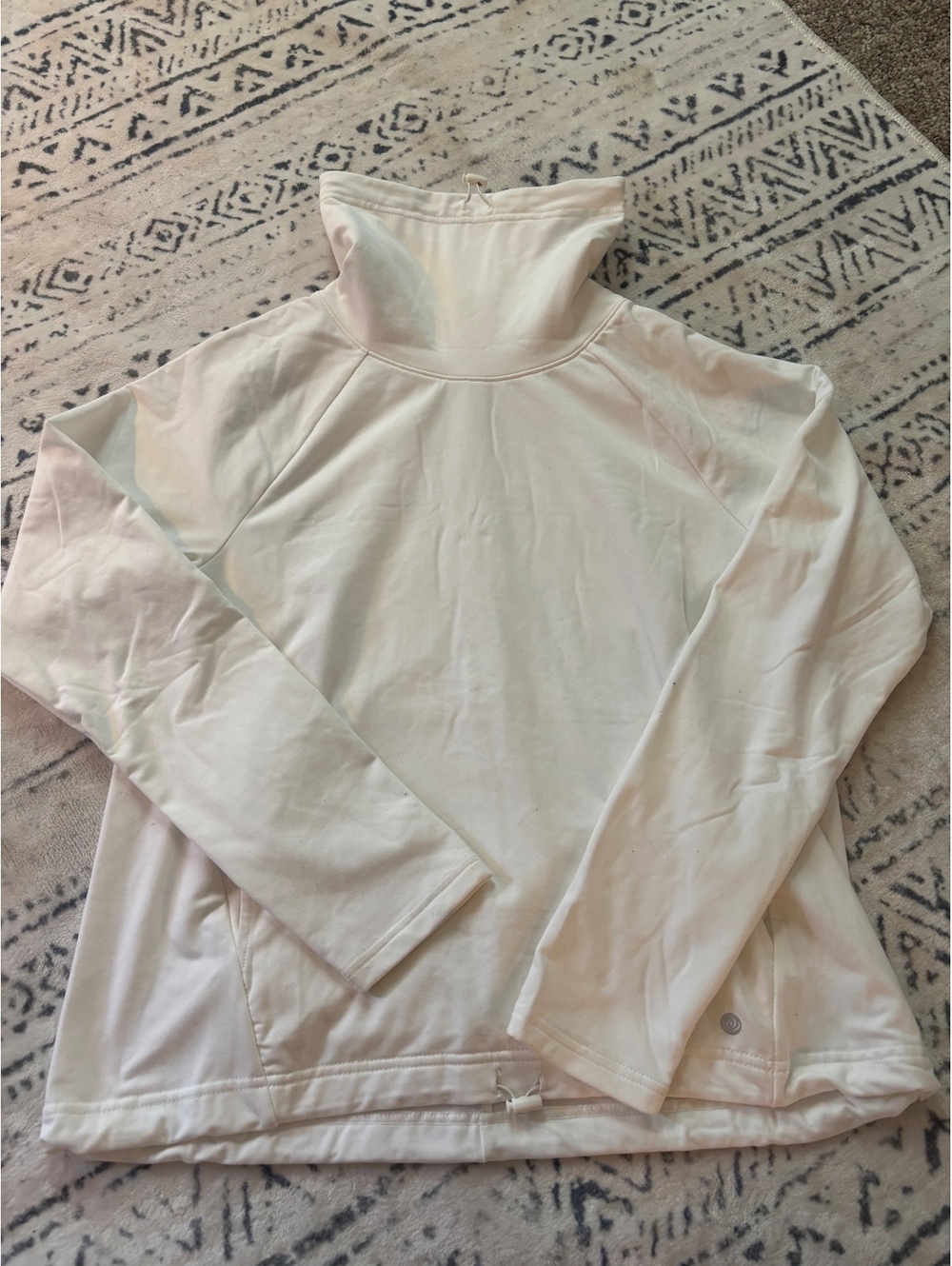 Apana White Long Sleeve Turtleneck Top with Stretch